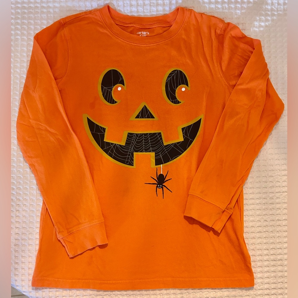 Carter's Orange Pumpkin Face Long Sleeve Shirt
